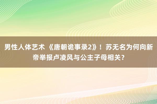 男性人体艺术 《唐朝诡事录2》！苏无名为何向新帝举报卢凌风与公主子母相关？