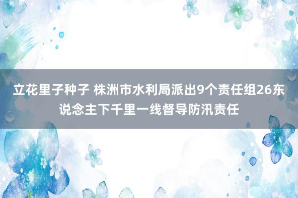 立花里子种子 株洲市水利局派出9个责任组26东说念主下千里一线督导防汛责任