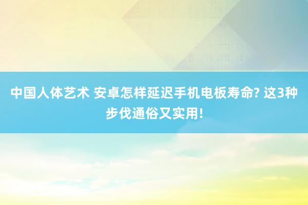 中国人体艺术 安卓怎样延迟手机电板寿命? 这3种步伐通俗又实用!