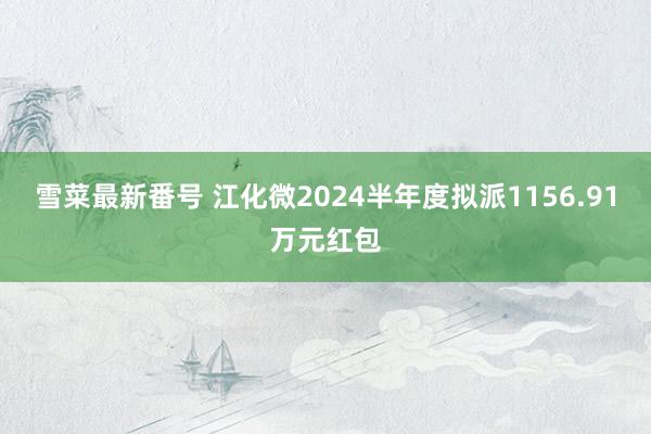 雪菜最新番号 江化微2024半年度拟派1156.91万元红包